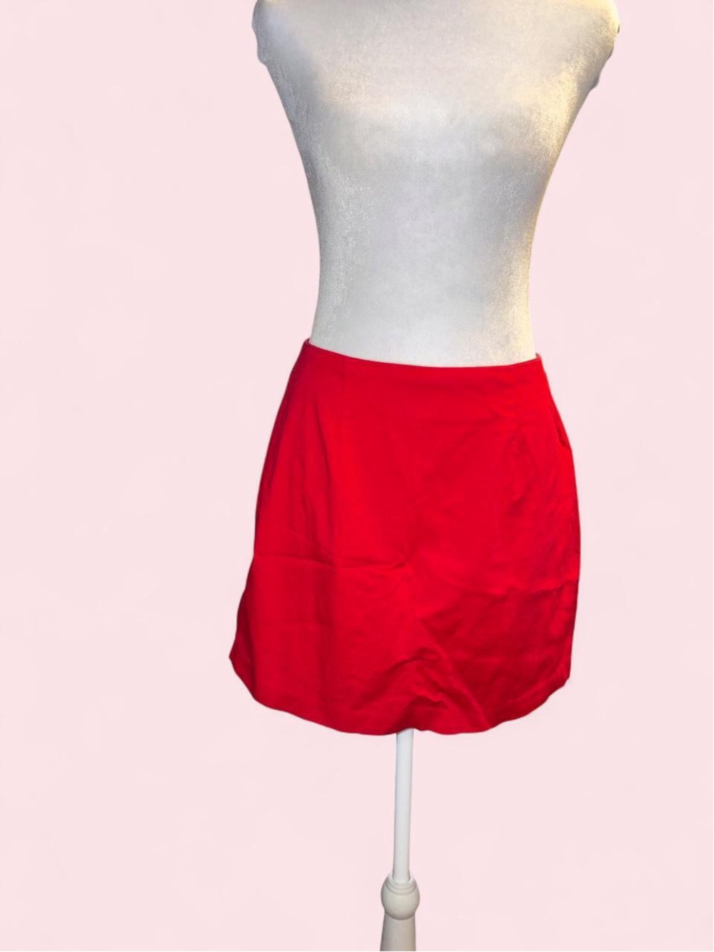 Red Mini Pencil Slit Skirt